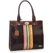 Premium Leather Handbags Arpera Vintage Genuine Leather Office Bag Black Brown C11524 2a
