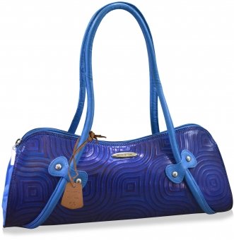  arpera abstract Genuine Leather Handbag  Blue C11526-5     