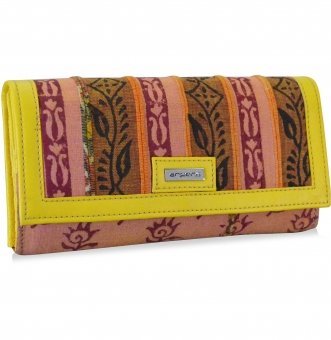 arpera rangoli cotton warli print clutch lemon C11541-21       
