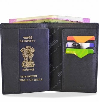  arpera Travel Leather passport cover wallet black C11547-1 