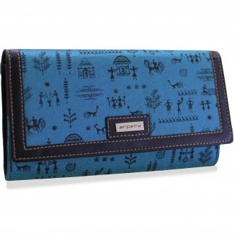 arpera rangoli cotton warli print clutch blue C11541-71A