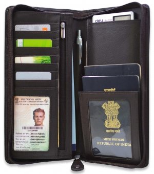 arpera leather passport holder for 2 passports,check book holder Brown C11567-2