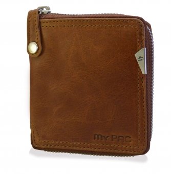 mypac-Safari Genuine Leather zip around wallet-Best gift for men- Tan Brown  C11577-21  