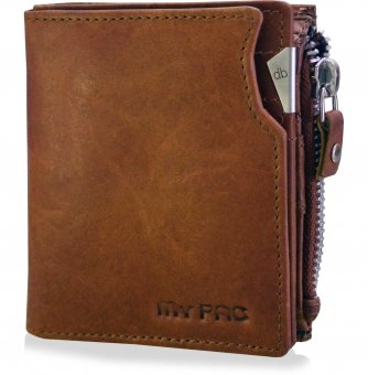 mypac cruise Tan brown Genuine Leather wallet with zipper for men  C11572-21
