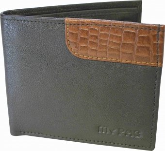 my pac db Vogue Rfid protected genuine leather  wallet Black -Tan C11595-121U